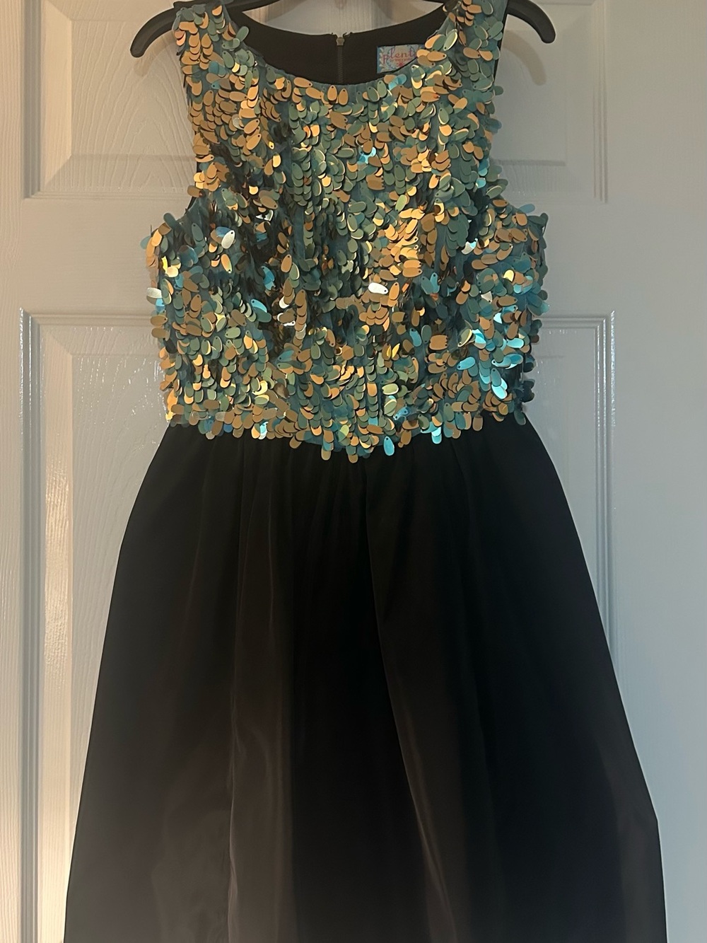 Black Dress with Iridescent Sequin Bodice